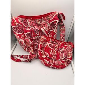 Vera Bradley Crossbody Bag Set Womens OS Red Very Berry Paisley Quilted 2pc‎